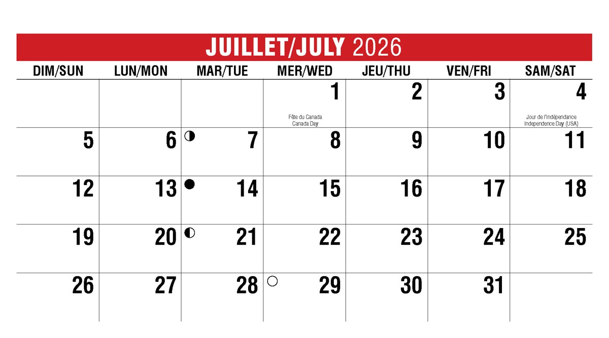 Galleria Canadian Scenes( ENG/Fr) Promotional Desk Calendar- 2026